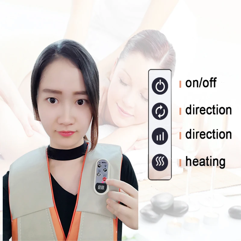 Shiatsu Электрический массажер для спины, плеч, тела, шеи, инфракрасное Отопление, разминание давления пальцев, многофункциональный массажер для шали