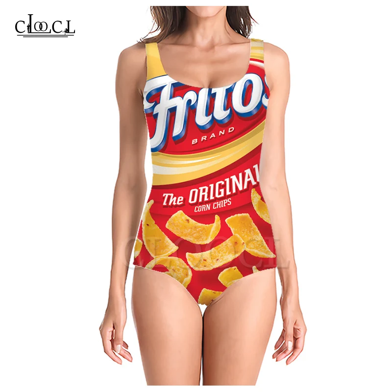 Летний Цельный купальник CLOOCL для девочек с изображением вкусных картофельных