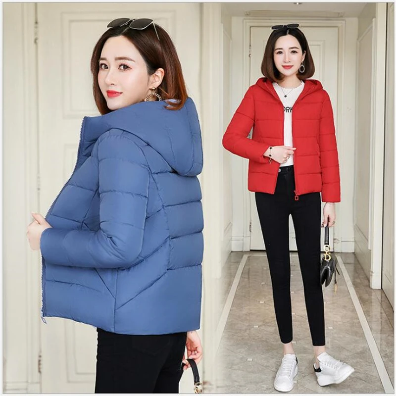 Winter Jacket Women Warm Parkas Short Hooded Cotton-padded Coats Solid Color Basic Wadded Female Abrigo Mujer R157 |