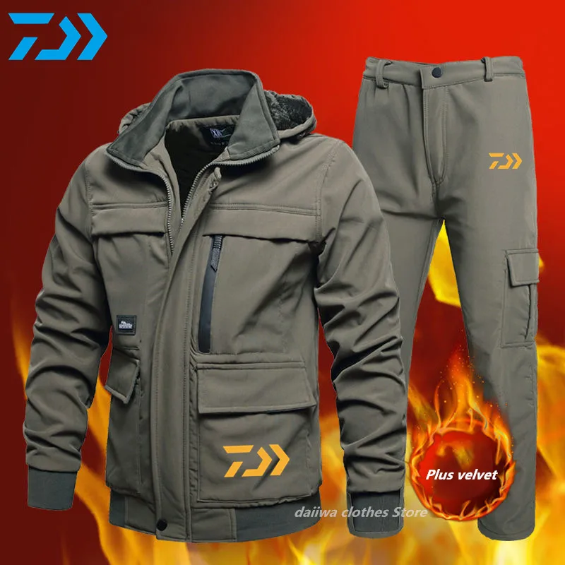 

Daiwa Winter Fishing Clothing Outdoor Wear-resistant and Cold-proof Fishing Suit Plus Velvet Thickening Camouflage Fishing Pants