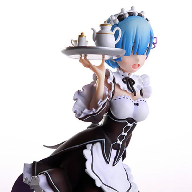 Фигурки аниме Re:Life A Different World From Zero Rem Ram Mop Tray Maid 24 см|Игровые фигурки и