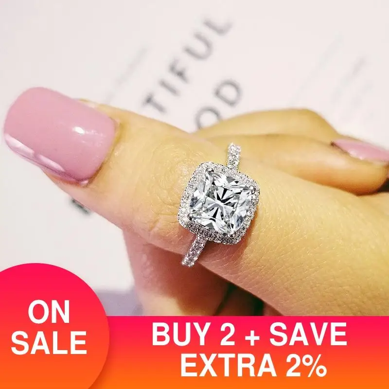 Оригинальный 925 пробы Серебряная Подушка Cut палец кольцо ювелирные наборы для