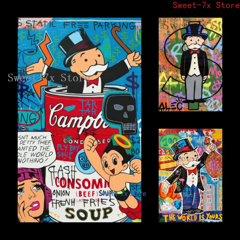 

Graffiti Monopoly Millionaire Money Canvas Painting Art Nordic Posters and Prints Wall Pictures for Living Room Decor Frameless