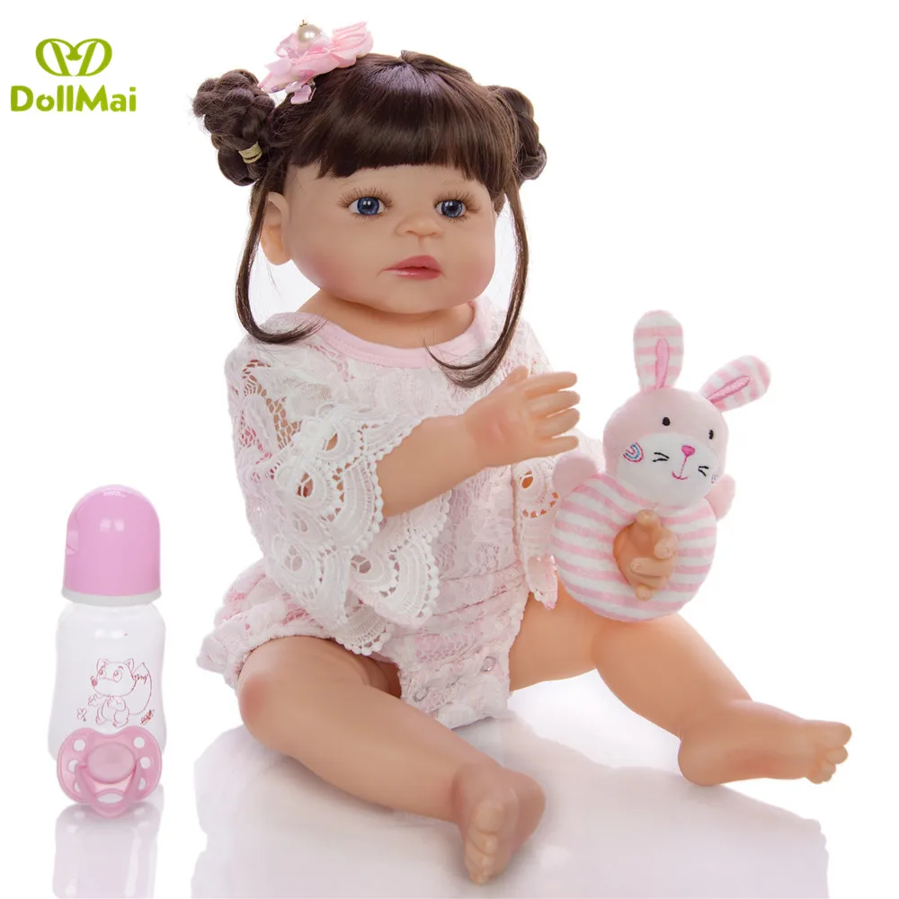 

Original Reborn alive dolls 57cm Full silicone reborn baby girl dolls with cat rattle plush children birthday gift toy dol