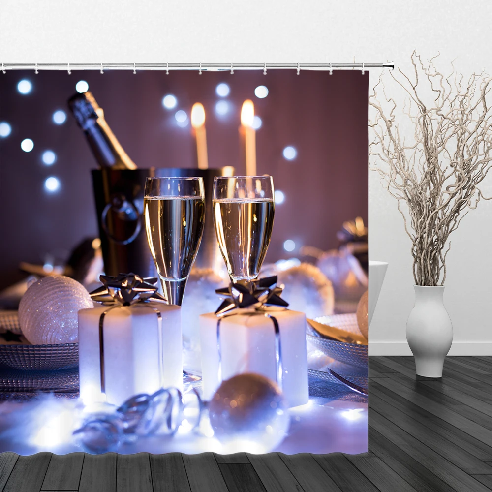 Пламя Кубок занавески для душа s 3D печать десерт цвета шампанского подарок ванная