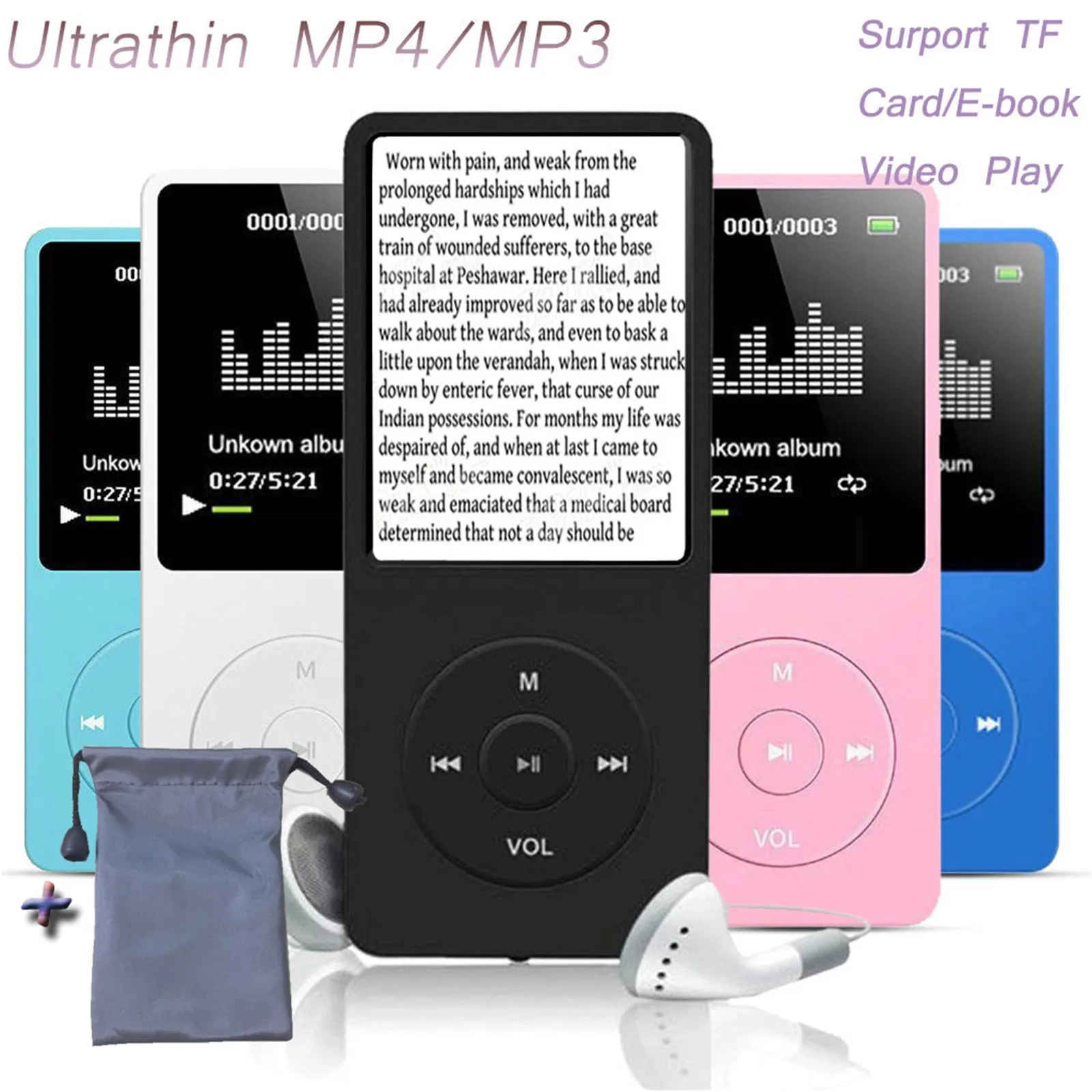 Mp3-плеер 2021 70 часов воспроизведения 16 ГБ с Built-in Speaker Hi-Fi плеер Walkman Mp 4 плеера видео