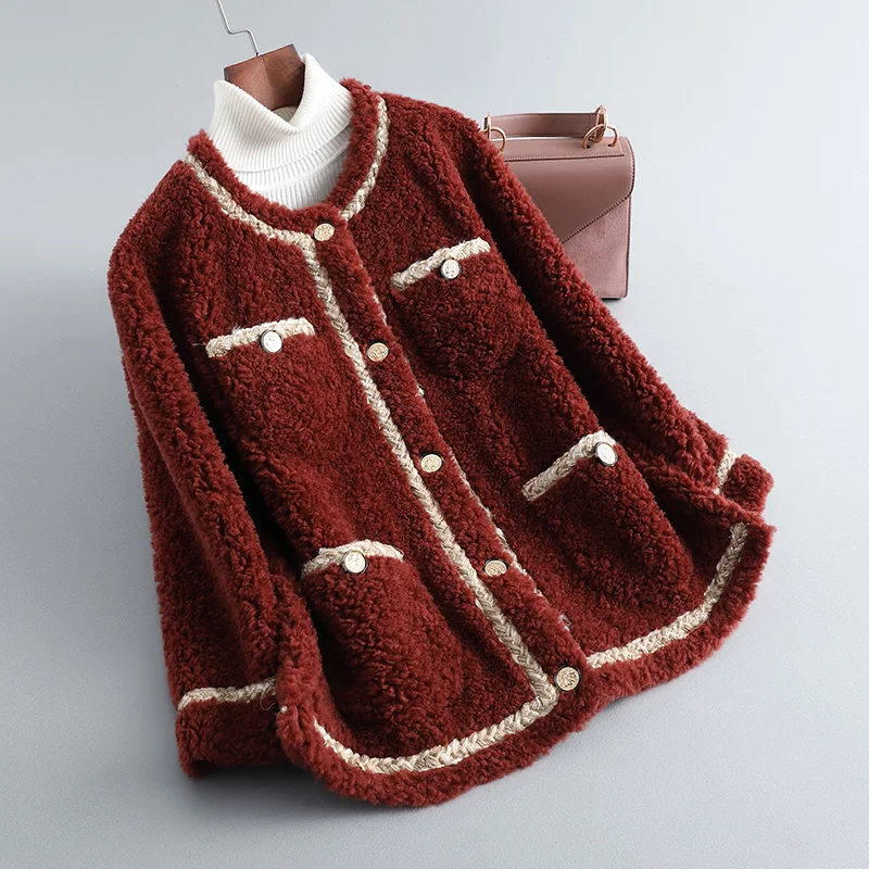 Женское Модное новое пальто из натуральной овчины женские зимние шерсти женская