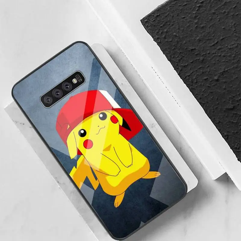

Cute Electric Mouse Pika Anime Phone Case For Galaxy Tempered Glass Cases Apply To S10 S9 S8 S7 S6edge Plus TPU Cover