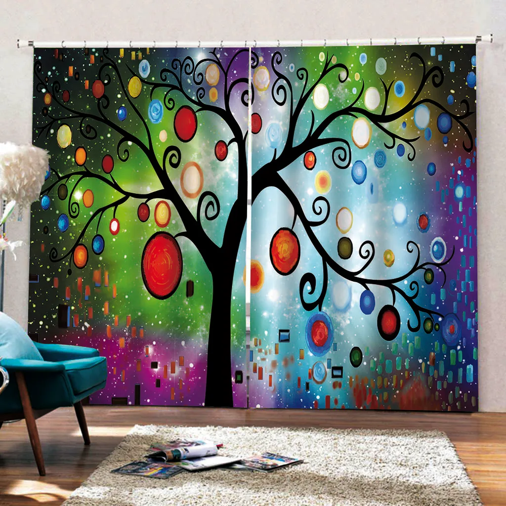 

3D curtains Custom Abstract tree curtains for living room bedroom window curtain blackout curtains
