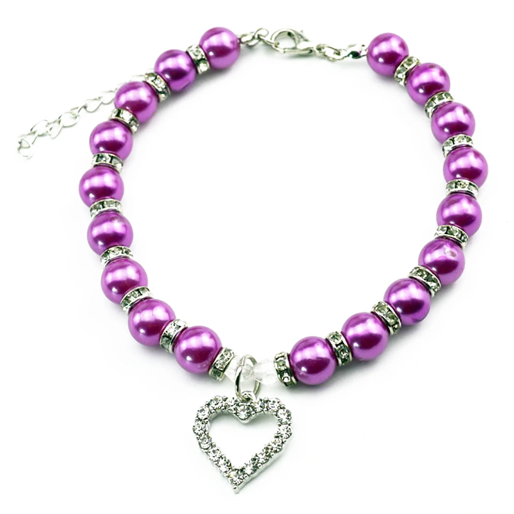 Ошейник для домашних животных с искусственным жемчугом и сердечком ошейник