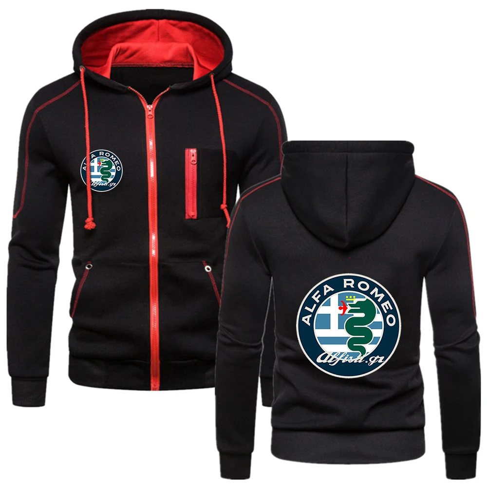 

2022 Men's New Alfa Romeo Logo Fitness Sweatshirt Muscle Leisure Hoodies Brand Zipper Hooded Hip Hop Spring Autumn Coats