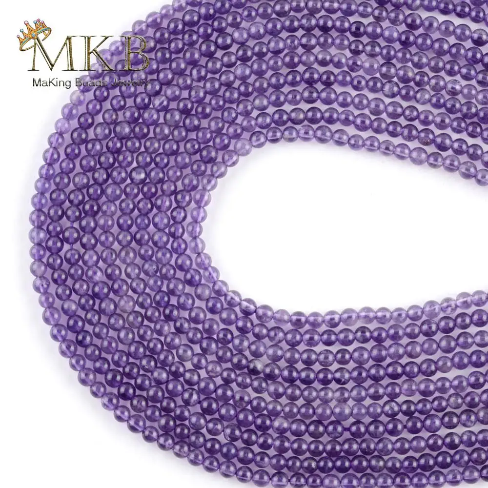 Круглые бусины из аметиста фиолетового кристалла 3 мм свободные натурального