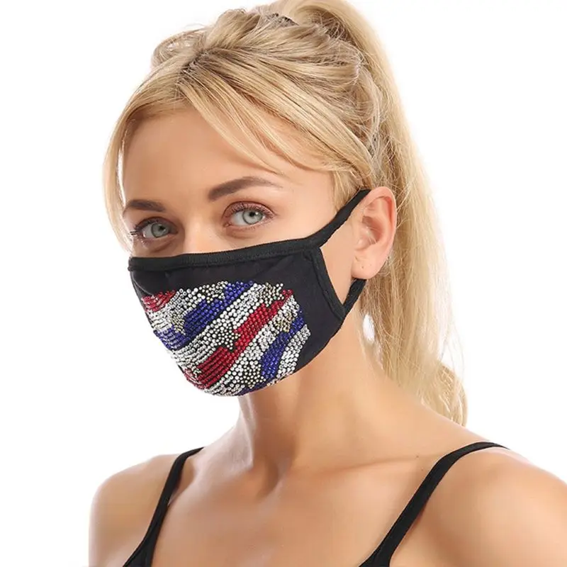 Патриотическая маска на лицо для мужчин и женщин блестящие украшения с