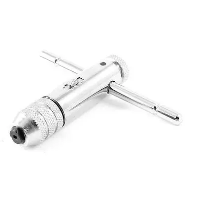 

Silver Tone Metal T Type Handle Ratchet Tap Wrench 3mm-8mm