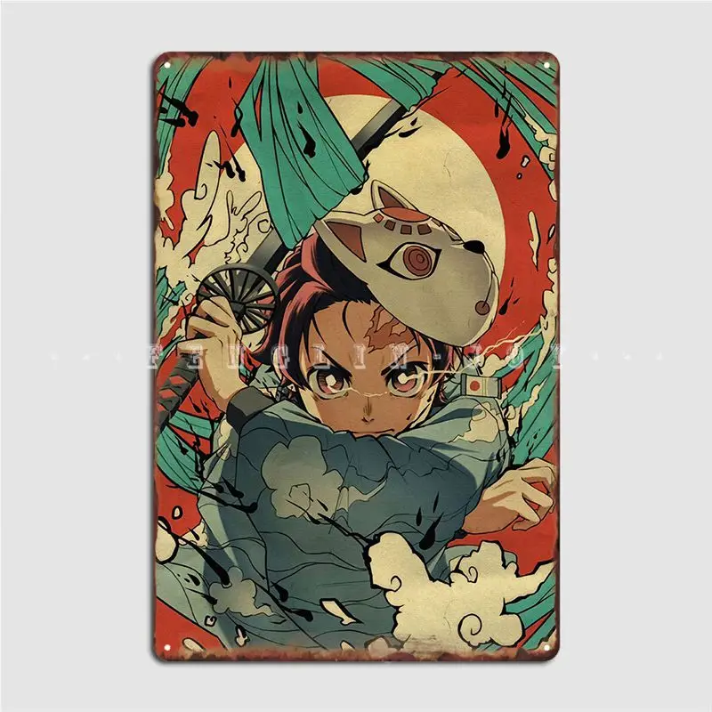 

Металлический плакат Kimetsu No Yaiba, забавная Настенная роспись, декор для стен клувечерние, оловянные плакаты со знаком