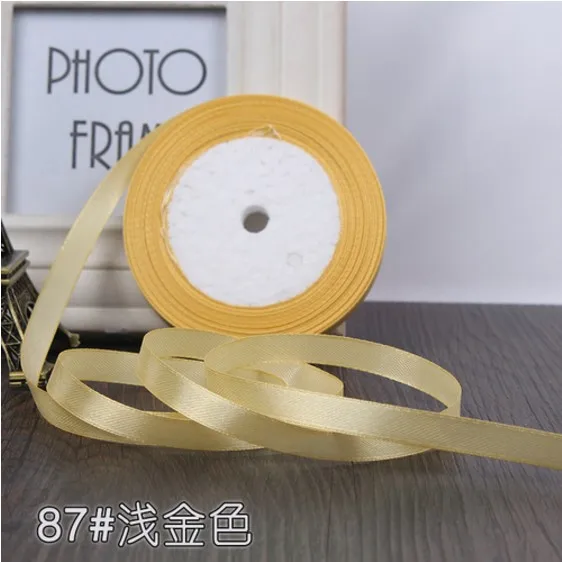 No 87 Light gold 6 мм 1 см 1,5 см 2 см 2,5 см 4 5 см атласными лентами DIY искусственный шелк розы Ремесла поставок швейной фурнитуры Скрапбукинг Материал - Цвет: No 87 Light gold