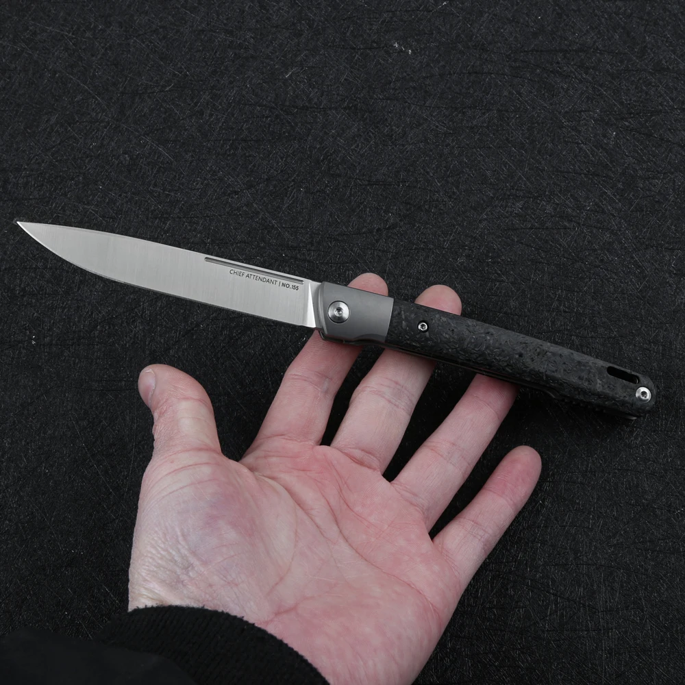 

Fat Dragon Design courtier M390 Blade Titanium/Carbon Fiber Handle camping Cutter pocket knives outdoor Survival knives EDC Tool