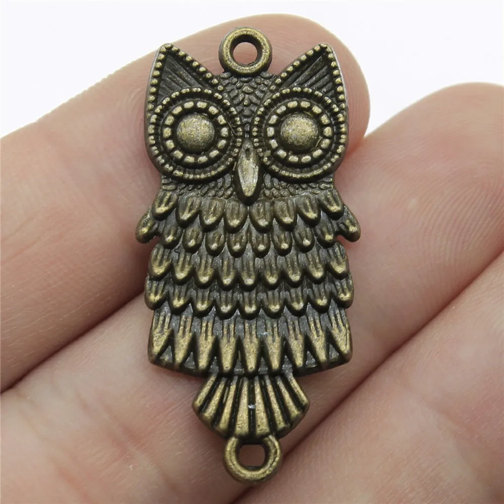 Соединительные Подвески в виде совы для изготовления ювелирных изделий, 4 шт., 37x18 мм, фурнитура для ювелирных изделий с античным бронзовым покрытием