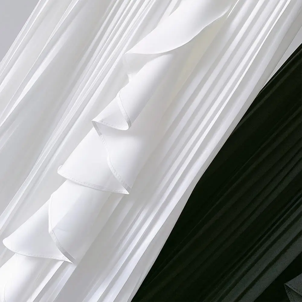 

Irregular Design Pleated Ruffles Skirt VD2031 Women Ladies Summer Long Midi Black White Skirt