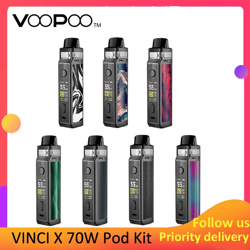 Оригинальный набор VOOPOO VINCI X 70W с картриджем 5 мл питанием от одной батареи 18650 вейп