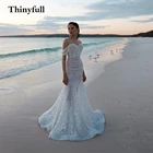 Современное длинное свадебное платье с блестками, вечернее платье без рукавов с открытыми плечами, платье для невесты, 2021