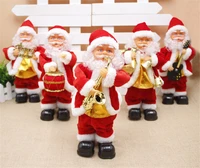 new creative christmas electric plush santa claus singing dancing saxophone doll toy new year gift for children toy navidad
