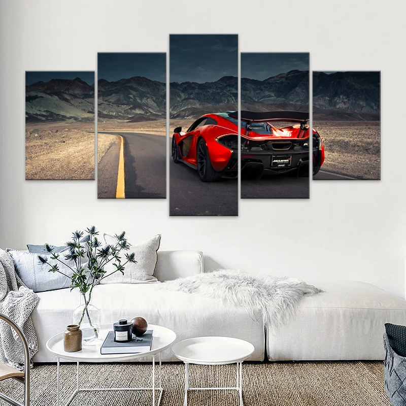

Modern painting red god car McLaren P1 supercar 5 poster wall picture living room wall art canvas decoration printing painting