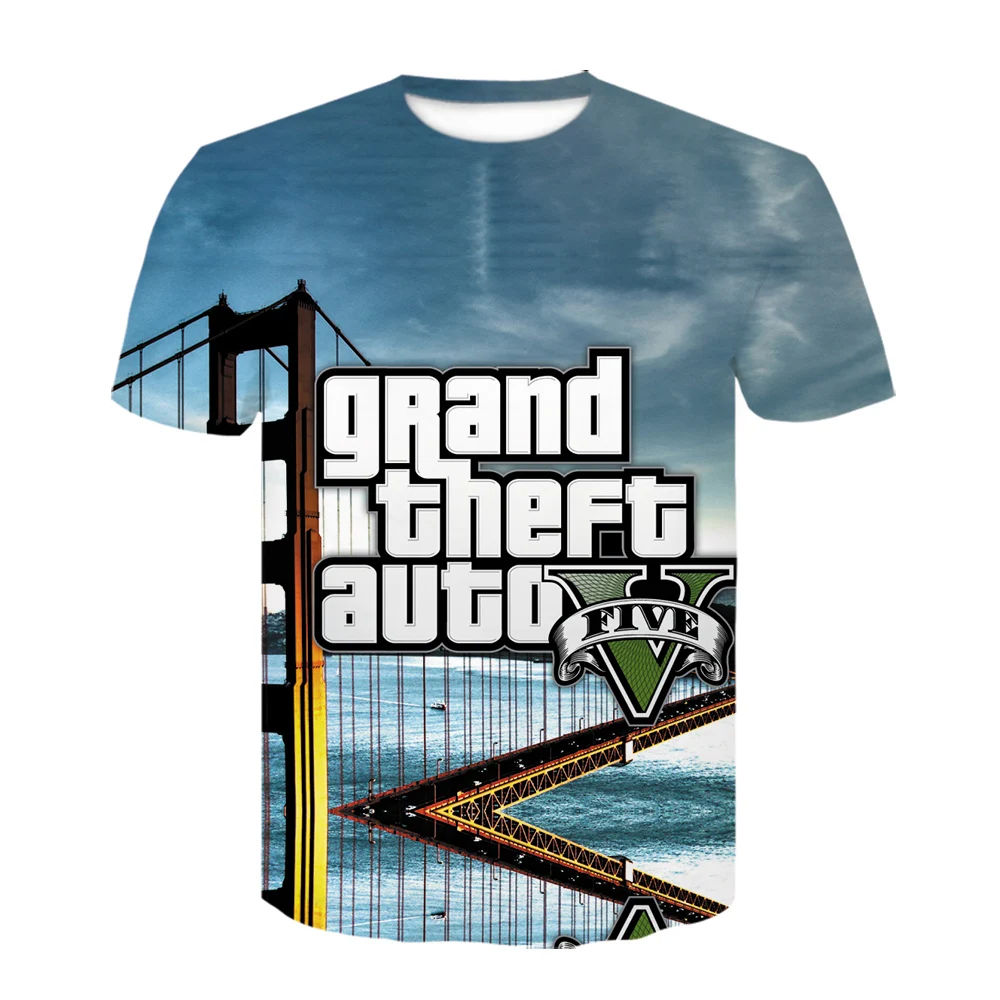 2021 новый летний Grand Theft Auto GTA5 футболка для мужчин крутая 3D печать интересного от