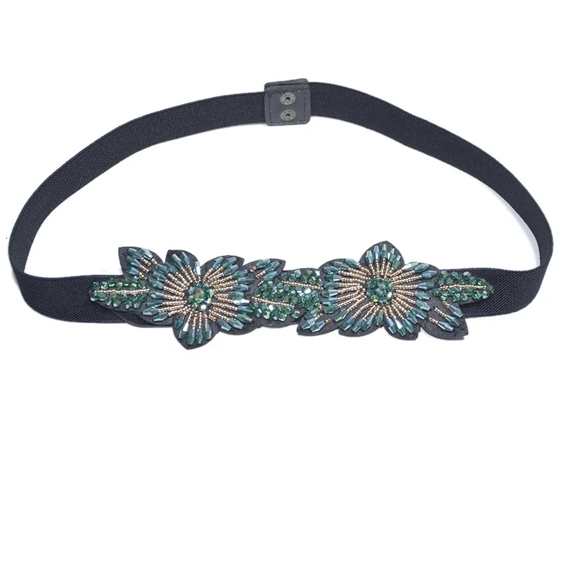 Женские кожаные ремни роскошные брендовые Цветочные Стразы пряжки эластичный