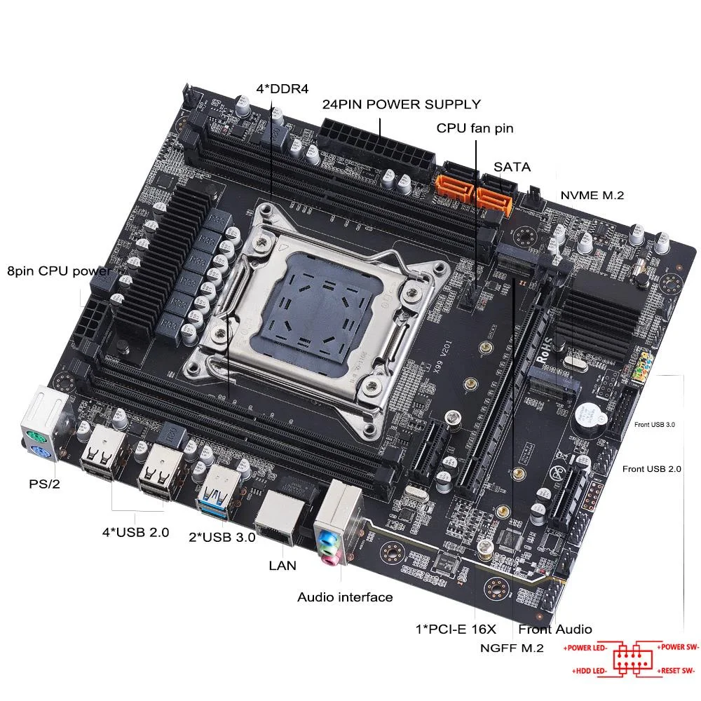 Материнская плата X99 LGA2011 3 V3 V4 с двумя слотами M.2 NVME поддержка четырех каналов DDR4 ECC