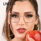 LNFCXI кошачий глаз простые металлические оправы для очков мужские и женские оптические Модные прозрачные компьютерные очки для женщин