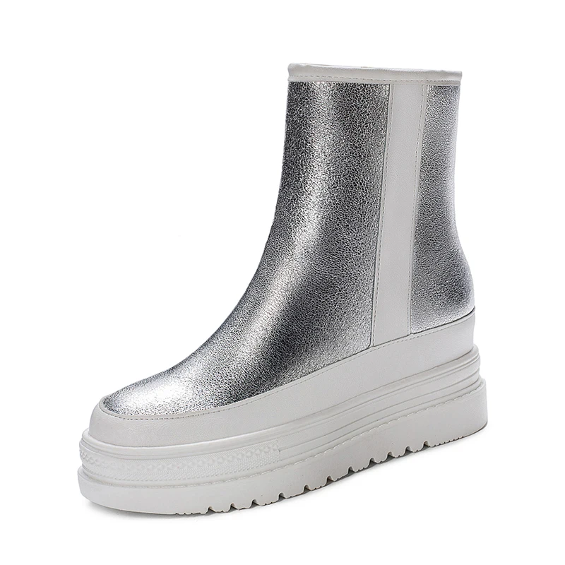 

Женские ботинки на платформе, черные или Серебристые непромокаемые ботильоны на меху, с плюшевой стелькой, обувь для снега, 2021