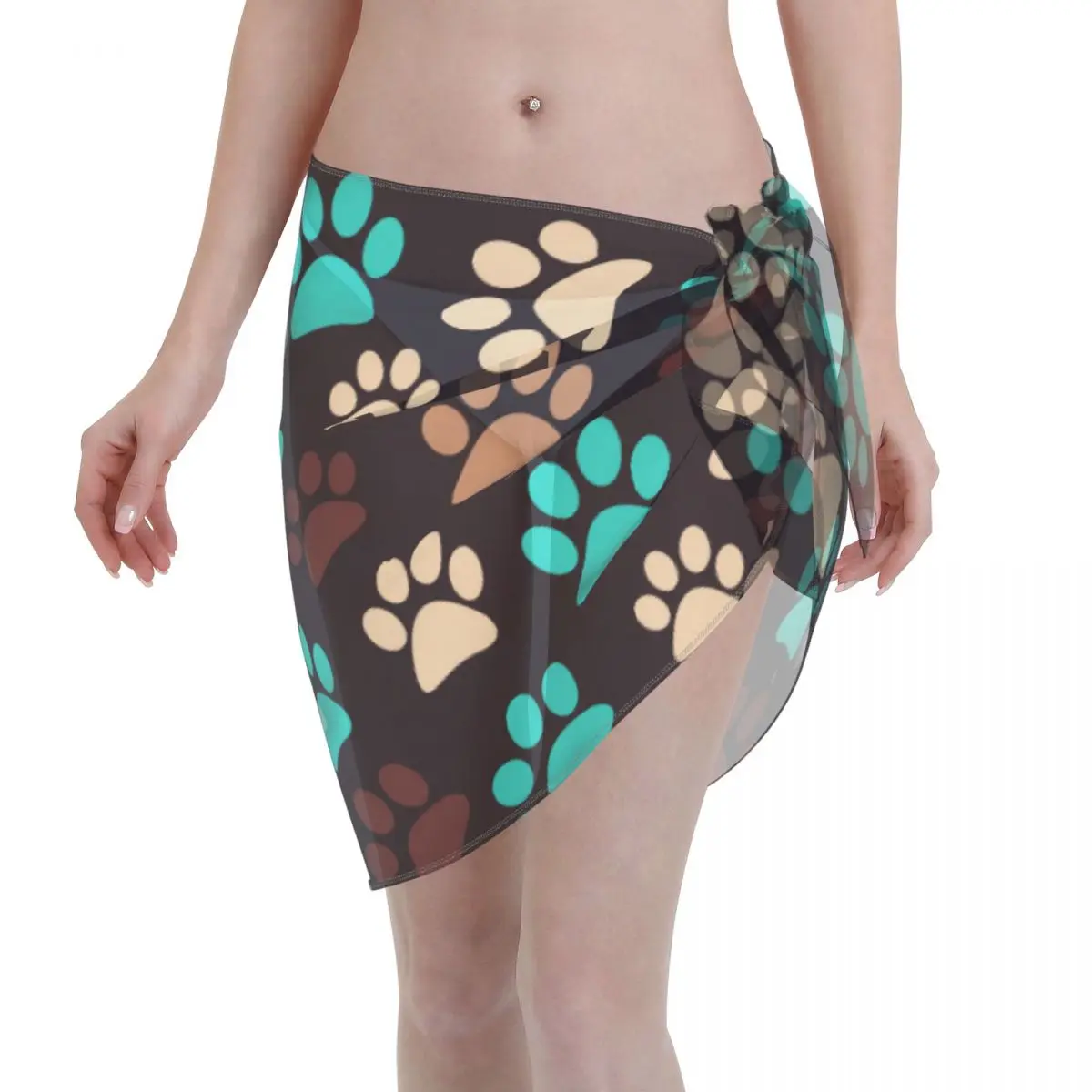 

Women See-Through Beach Bikini Cover Up Wrap Scarf Swimwear Pareo Sarong Dress Geometric Paw Casual Beach Dress
