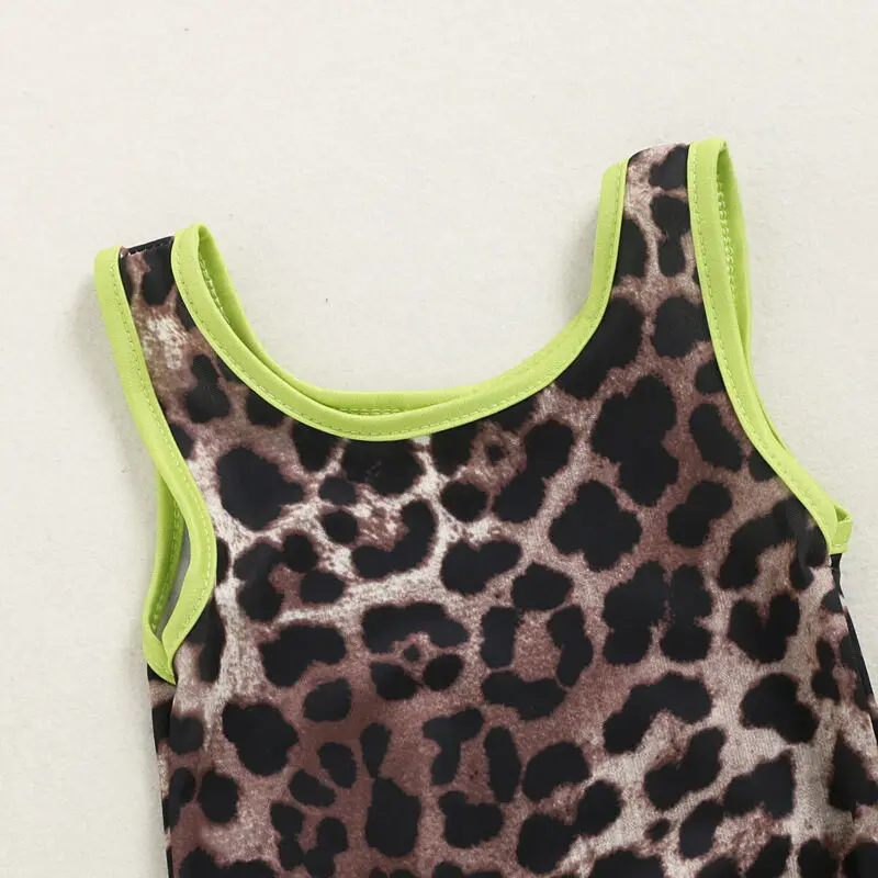 Летний купальник для маленьких девочек Леопардовый комплект бикини купальный