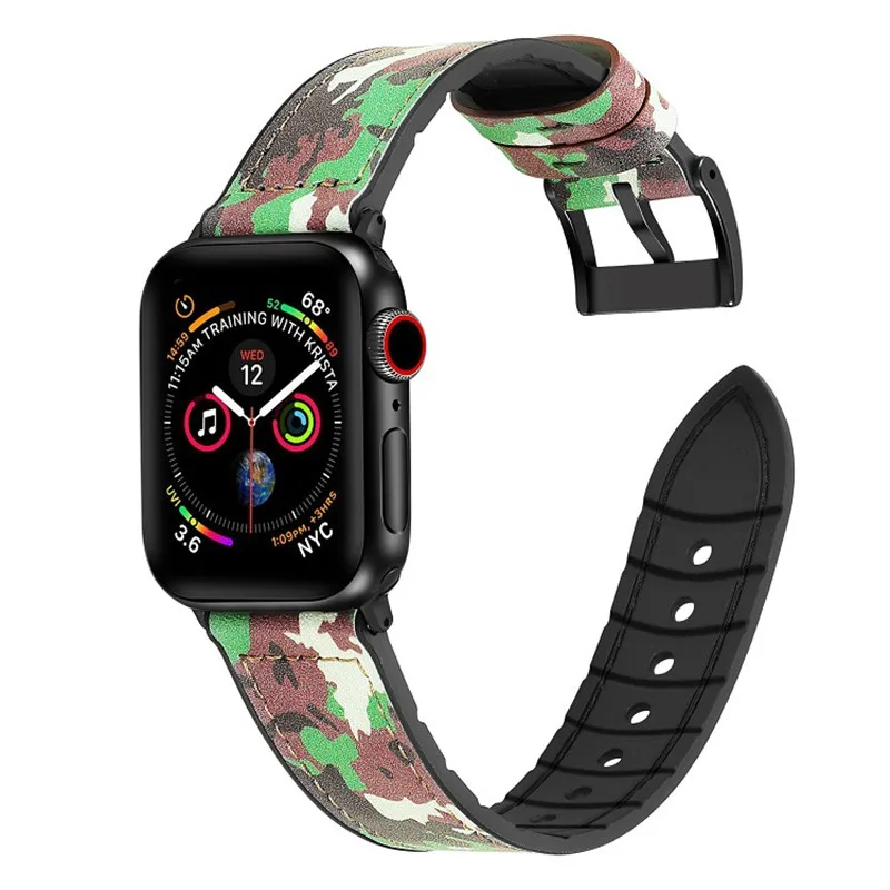 Спортивный Камуфляжный ремешок из ТПУ для Apple Watch 40/44 мм серия 5 4 3 2 1 браслет с