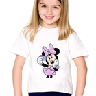 Летняя одежда для девочек, модные футболки с принтом Минни Маус в стиле Харадзюку, свободная детская футболка, топы, одежда, Прямая поставка