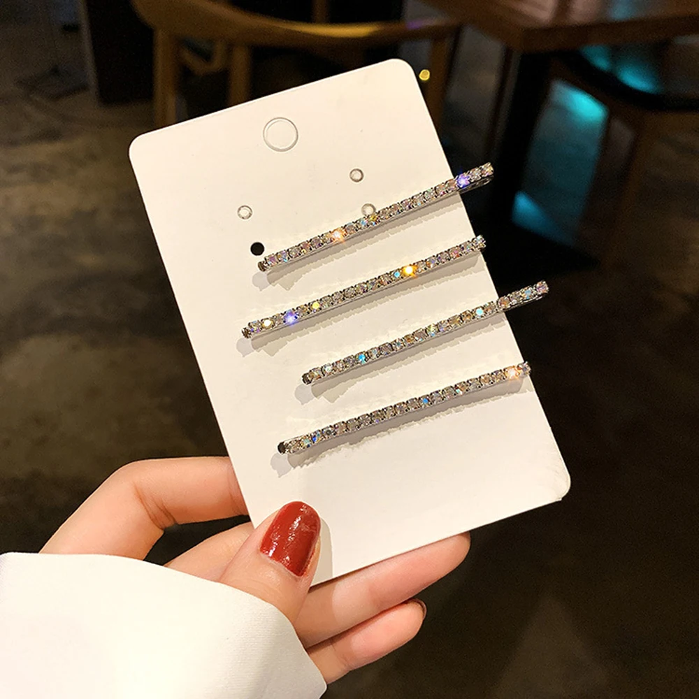 4 шт. блестящие украшения с камнями и стразами заколки для волос металлические