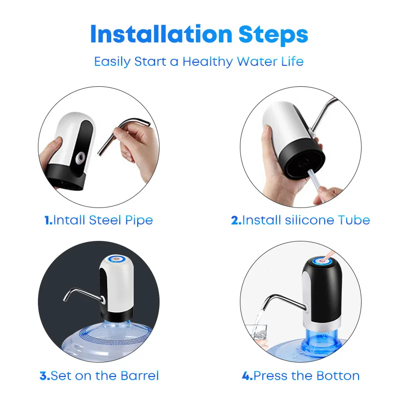 

Electric Automatic Refillable Water Dispenser Pump Portable USB Charge Gallon Drinking Bottle Pump Water Smart Switch Appliances