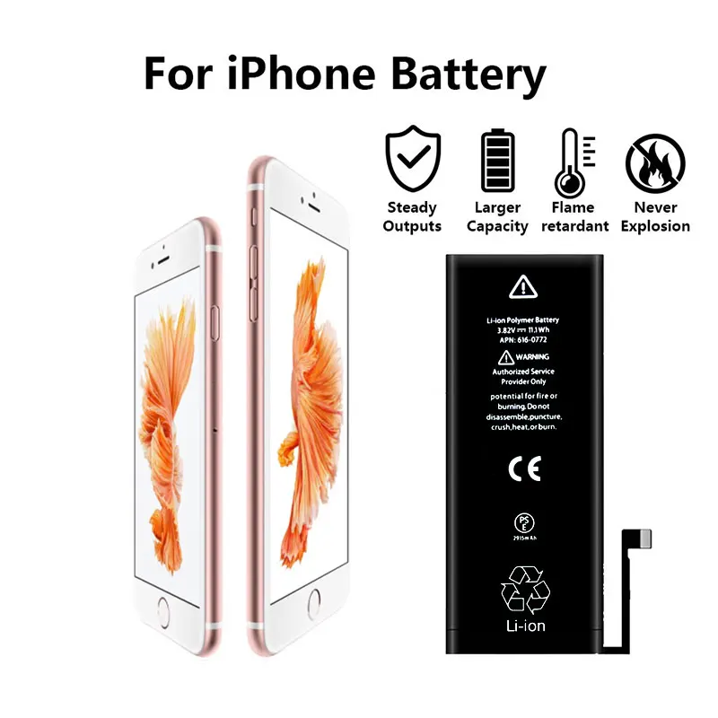 Новый 100% класса AAA аккумулятор для телефона iPhone 5S 6 6S 6P 6SP 7 8 Plus X XS XR Max Замена