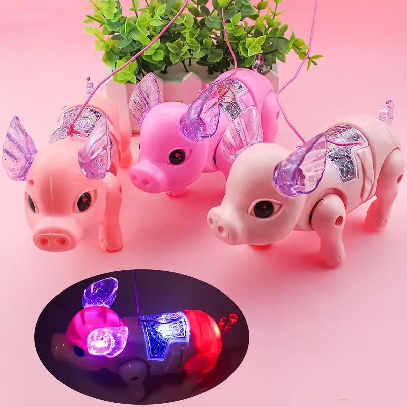 

New Electric Music Leash Piggy Iuminous Leash Piggy Kids Toddler Toys Electric Car Outdoor Girls Toys Gift Fun Home Activities