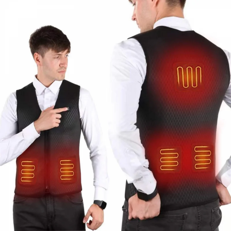 

5/7 Pads Heated Jacket Fashion Men Coat Intelligent USB Electric Heating Thermal Warm Clothes Winter Heated Vest Plus S-4XL size