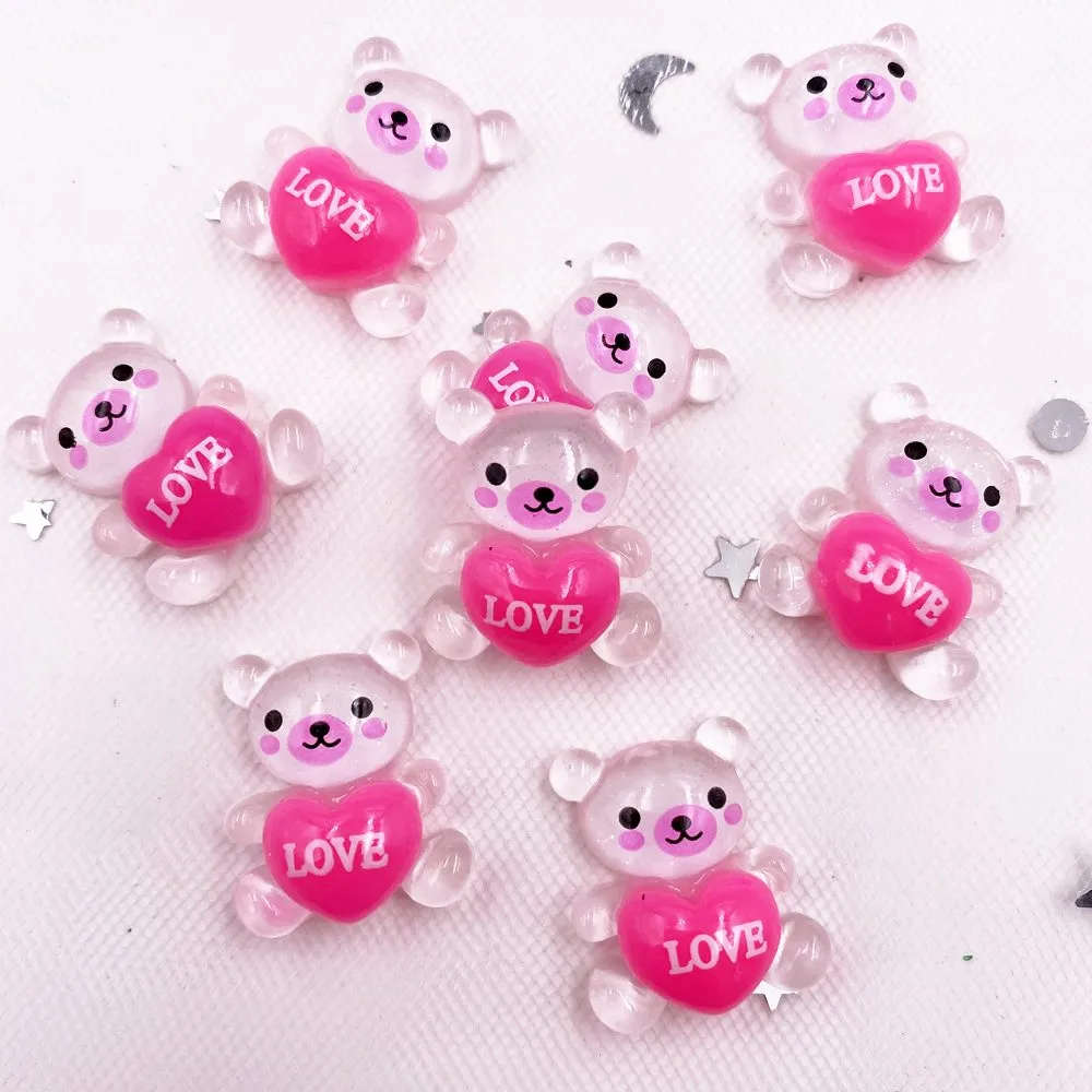 

Блестящая Смола Kawaii красочный 3D любовный медведь с плоским задником искусственная кожа 20 шт. Скрапбукинг DIY Декор домашняя фигурка ремесла ...