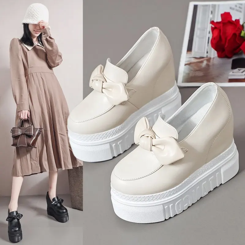 

2021 Fashion Creepers Flats Women Punk Platform Shoes Woman Bow Suede Flat Shoes Women Casual Shoes Zapatos De Mujer