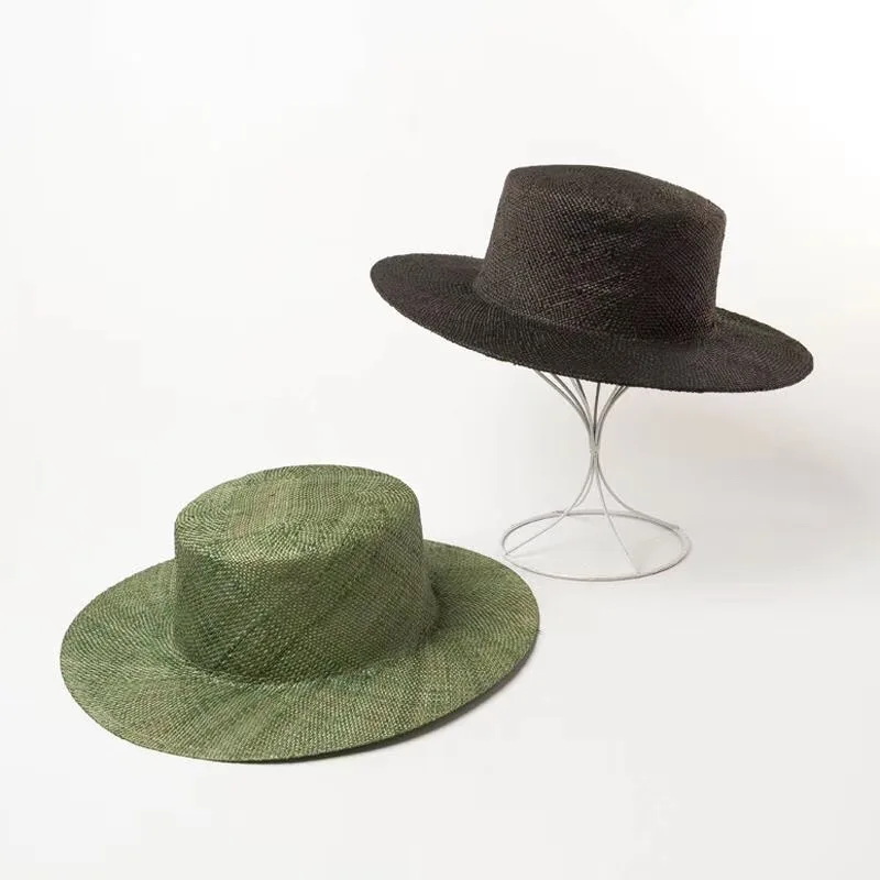 01912-hh7373-new spring solid Light and breathable handmade natural grass fedoras  cap men women panama jazz  hat