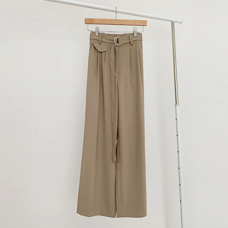 Женские винтажные прямые брюки Mozuleva свободные с высокой талией и поясом длинные