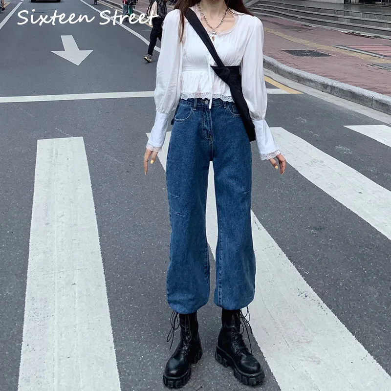 

Casual Women Jeans Baggy High Waist 2020 Mom Pants Blue Loose Female Fashion Straight Denim Streetwear Vintage Autumn Spring Y2k