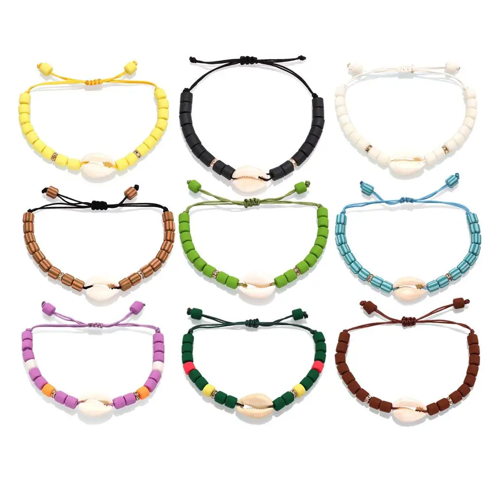 Богемные полимерные глины бисером Каури ракушки Heishi браслет для женщин и мужчин