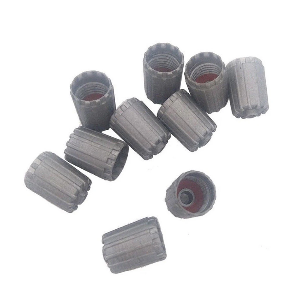 

For Car 10Pcs/Set Plastic Gray Tire Valve Stem Cap TPMS Tire Cap With Gasket Tire Valve Stem Caps Car Replacement Accessories