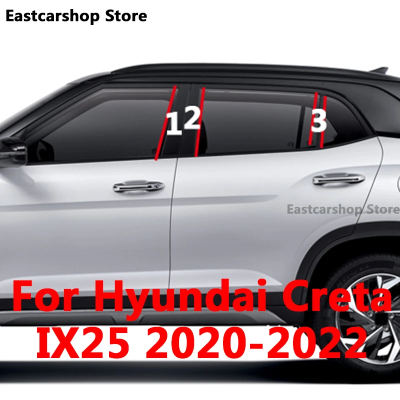 

Для Hyundai Creta Ix25 2020 2021 2022 Автомобильная средняя Колонка ПК отделка окна украшение B C полоса стикер аксессуары