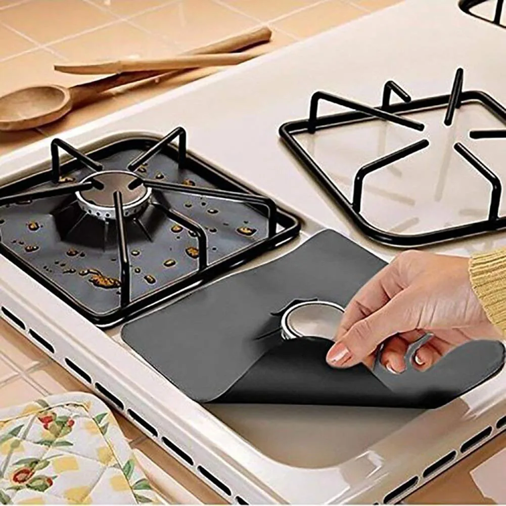 4 шт многоразовые крышки для газовой плиты, моющийся коврик для кухонной плиты, Противоскользящий коврик для масляной плиты